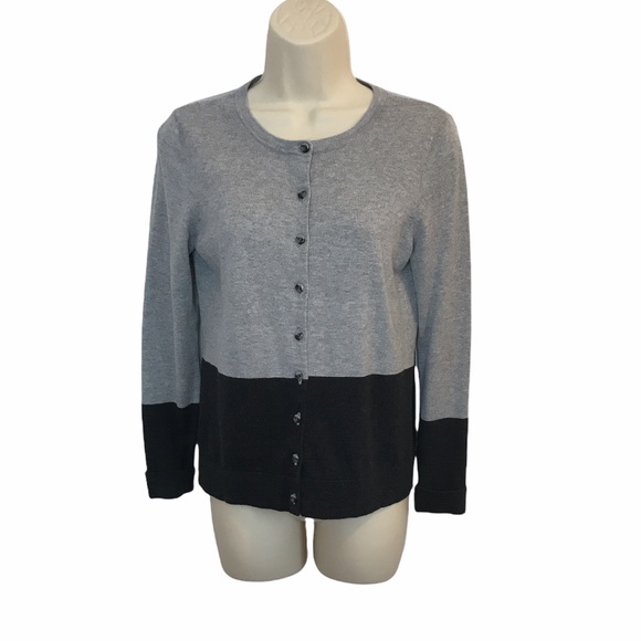 LOFT Sweaters - Ann Taylor LOFT Color Block Cardigan Sweater Gray